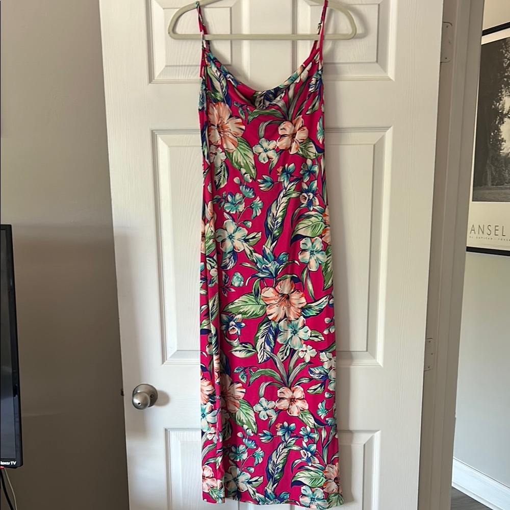 Bebe Pink and Purple Spaghetti Strap Midi Sundress